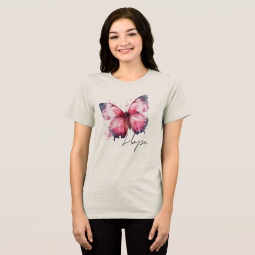 Inspirational Hope Pink Butterfly Tri_Blend Shirt