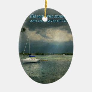 Inspirational - Hope - Sailor - Psalm 107-29 Ceramic Ornament