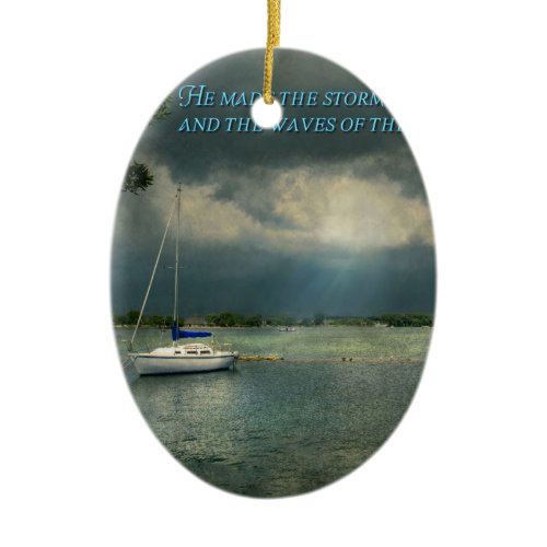 Inspirational - Hope - Sailor - Psalm 107-29 Ceramic Ornament
