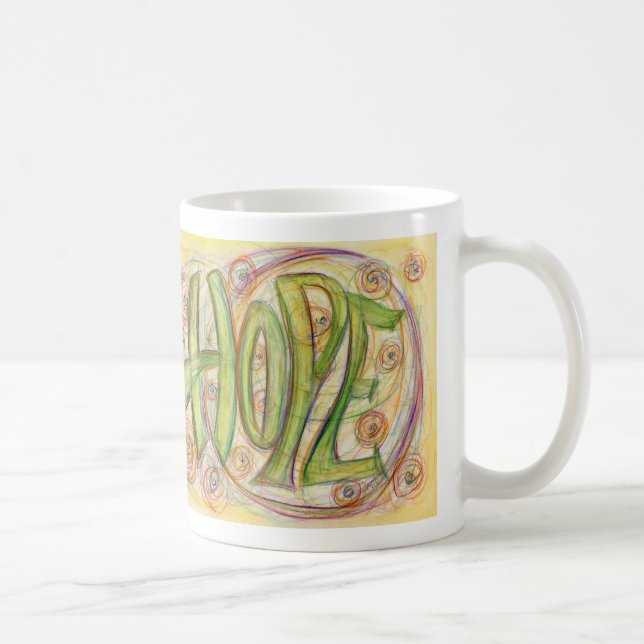 Inspirational Hope Word Art Coffee Mugs (Right)