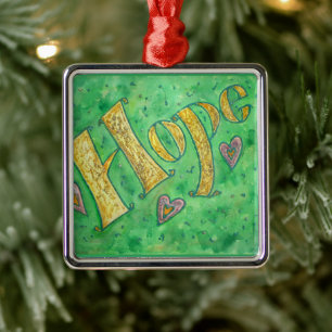Inspirational Hope Word Art Custom Gift Ornaments