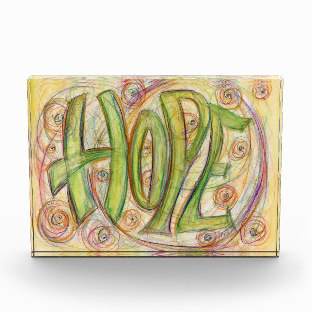 Inspirational Hope Word Art Custom Paperweight Acrylic Award (Front)