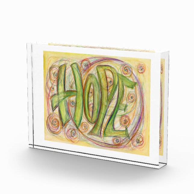 Inspirational Hope Word Art Custom Paperweight Acrylic Award (Right)