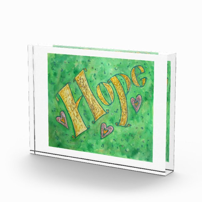 Inspirational Hope Word Art Custom Paperweight Acrylic Award (Right)