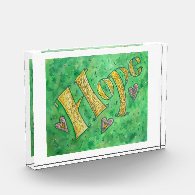 Inspirational Hope Word Art Custom Paperweight Acrylic Award (Left)