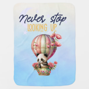 inspirational hot air balloon panda baby blanket