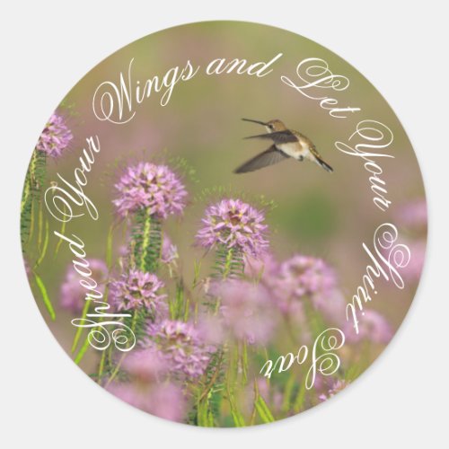 Inspirational Hummingbird Wings Classic Round Sticker