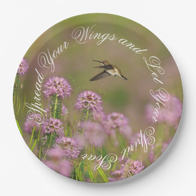 Inspirational Hummingbird Wings Paper Plates (Front)