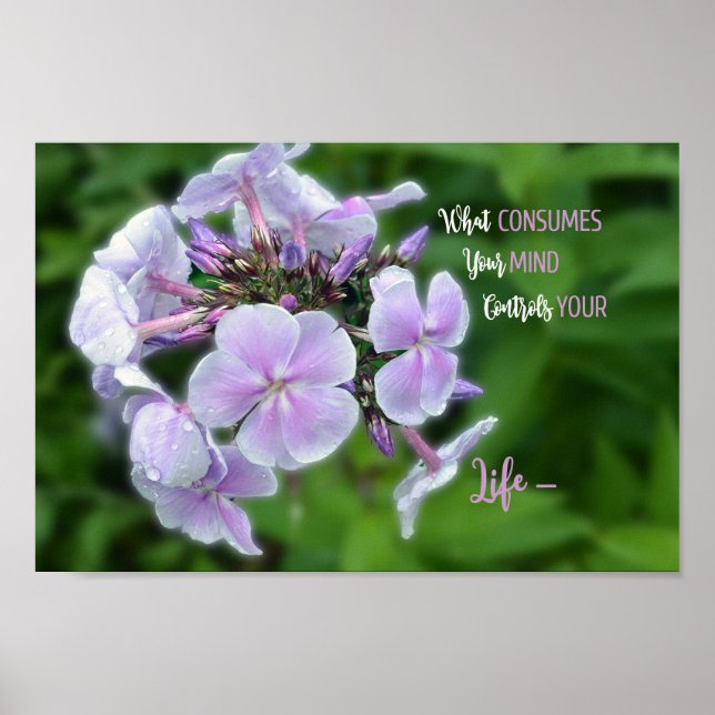 Inspirational Hydrangea Floral Quote Poster (Front)