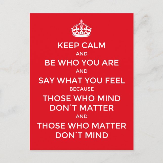 Inspirational idea: Keep calm and be who you are, Postcard (Front)