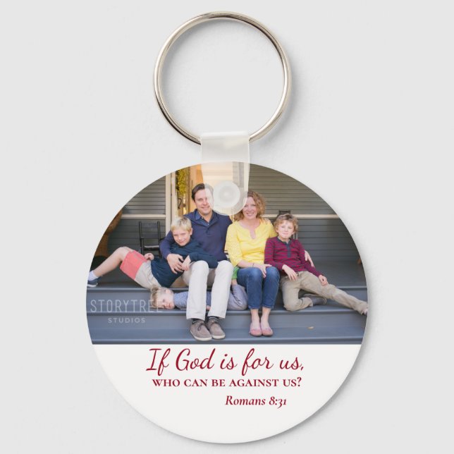 Inspirational If God is For us Family Keychain (Front)