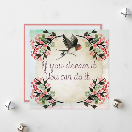Inspirational If You Dream It Watercolor Holiday Card