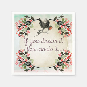 Inspirational If You Dream It Watercolor Napkins
