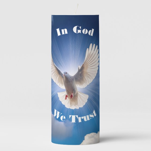 Inspirational "In God We Trust"  Pillar Candle (Front)