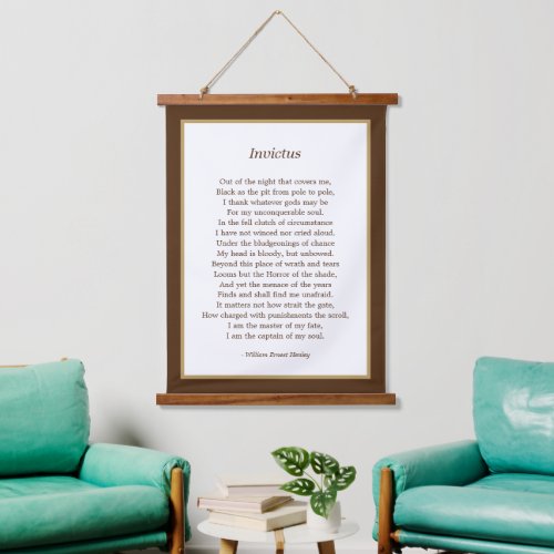 Inspirational Invictus Poem  Hanging Tapestry