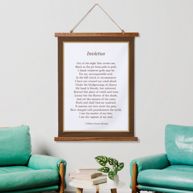 Inspirational Invictus Poem  Hanging Tapestry (Living Room)