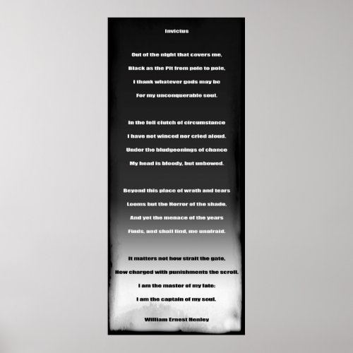 INSPIRATIONAL INVICTUS POEM POSTER