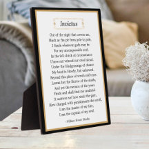 Inspirational Invictus Poem Tabletop