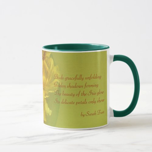 Inspirational iris inner beauty warm yellow mug