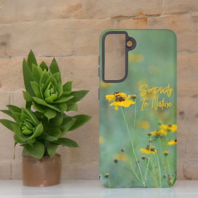 Inspirational Isolated Yellow Wildflowers Photo Samsung Galaxy Case (Phone case back with custom text)