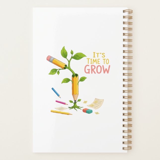 Inspirational "It's Time to Grow" Pencil Plant  Planner (Back)