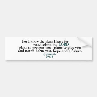 Inspirational Jeremiah 29:11 Bumper Sticker