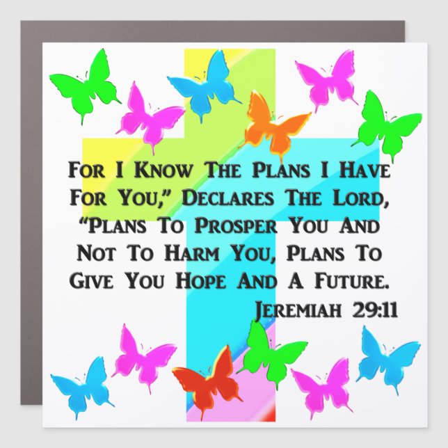 INSPIRATIONAL JEREMIAH 29:11 CHRISTIAN CAR MAGNET (Front)