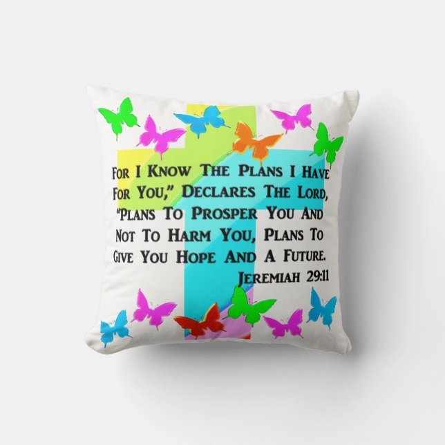 INSPIRATIONAL JEREMIAH 29:11 CHRISTIAN THROW PILLOW (Front)