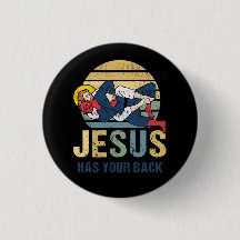 Inspirational Jesus Has Your Back Jiu Jitsu Retro
