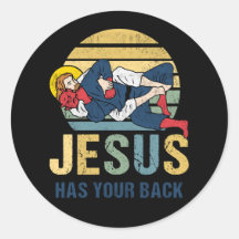 Inspirational Jesus Has Your Back Jiu Jitsu Retro