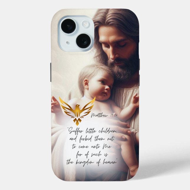 Inspirational Jesus Holding Baby Gold Dove Bible Case-Mate iPhone Case (Back)