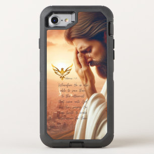 Inspirational Jesus Interceding Gold Dove Bible OtterBox Defender iPhone SE/8/7 Case
