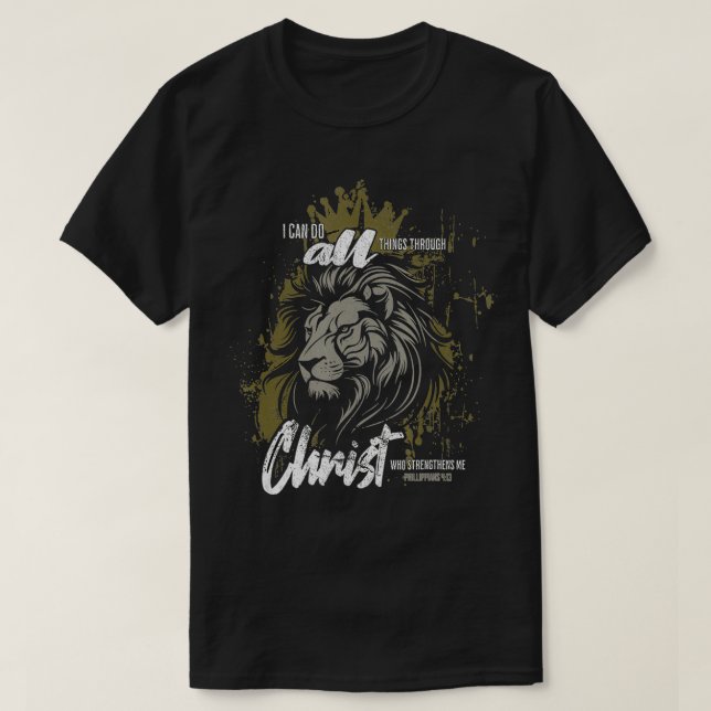 Inspirational Jesus Lion Judah Christian Cross Sav T-Shirt (Design Front)