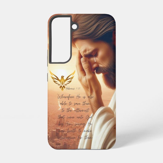 Inspirational Jesus Praying Gold Dove Religious Samsung Galaxy Case (Back)