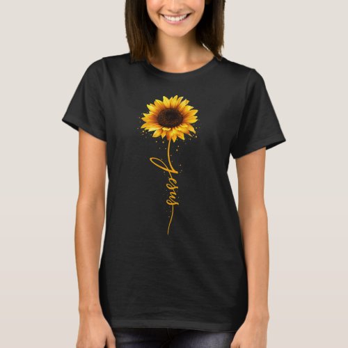 Inspirational Jesus Sunflower Gift God Christian F T_Shirt