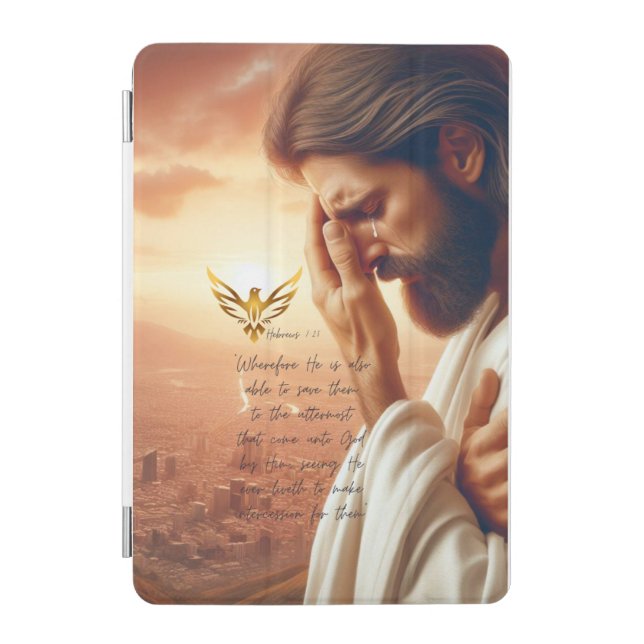 Inspirational Jesus Weeping Gold Dove Faith iPad Mini Cover (Front)