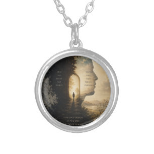 Inspirational Journey Hip Flask Faith Over Fear Silver Plated Necklace
