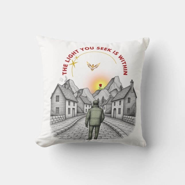 Inspirational Journey Illustration  Throw Pillow (Front)