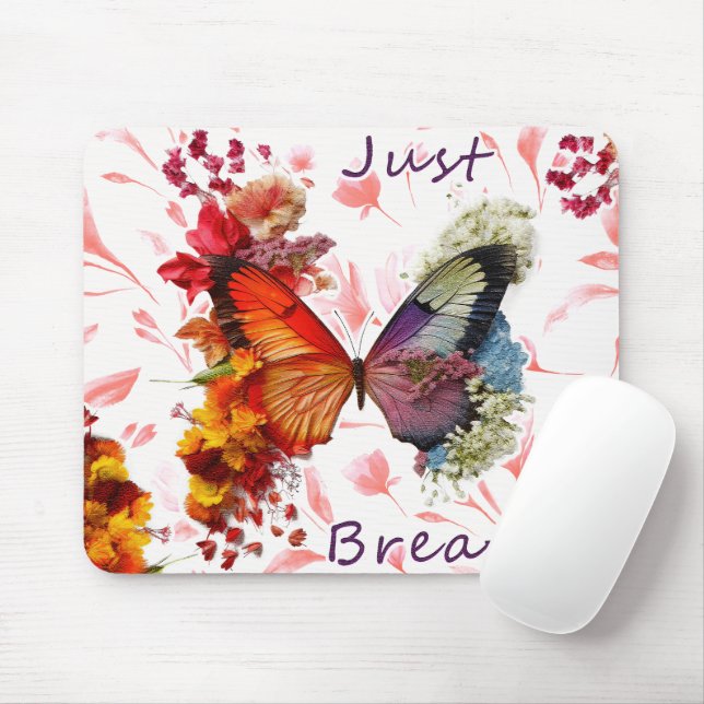 Inspirational Just Breathe Butterfly Mouse Pad (With Mouse)