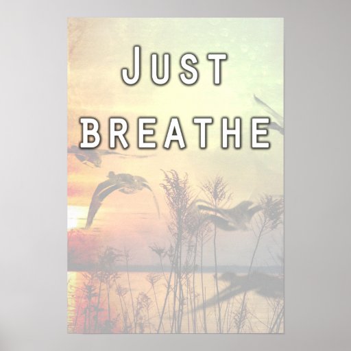 Inspirational Just Breathe Quote Poster | Zazzle