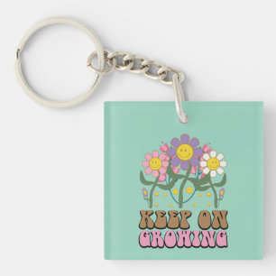 Inspirational Keep on Growing Wordart Keychain