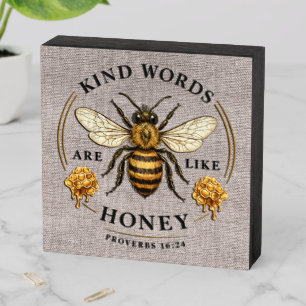 Inspirational Kind Words/Bee Wooden Box Sign