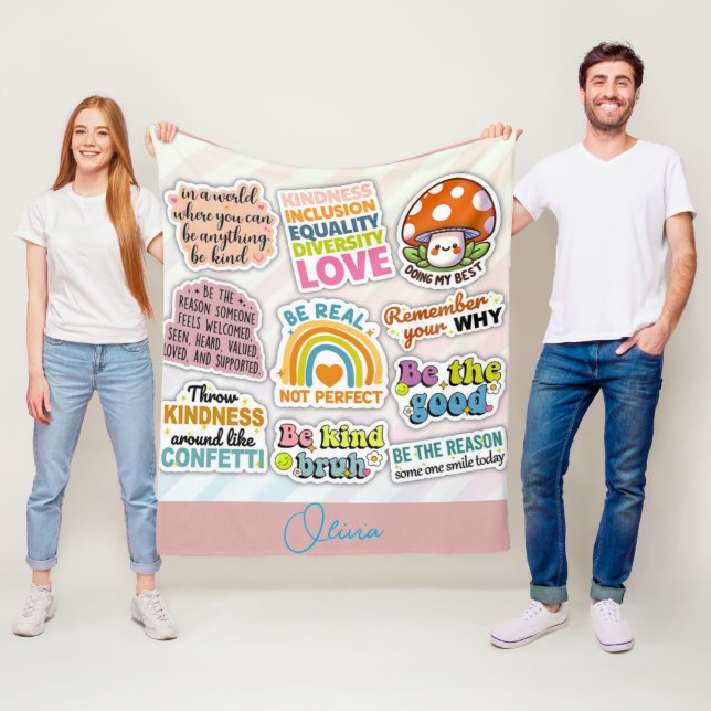 Inspirational Kindness Custom- Motivational Cozy  Fleece Blanket (In Situ)