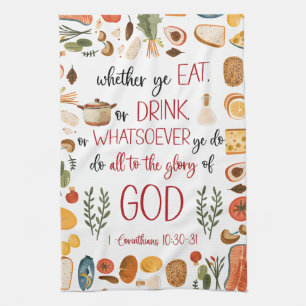 Inspirational Kitchen Towel with Bible Verse