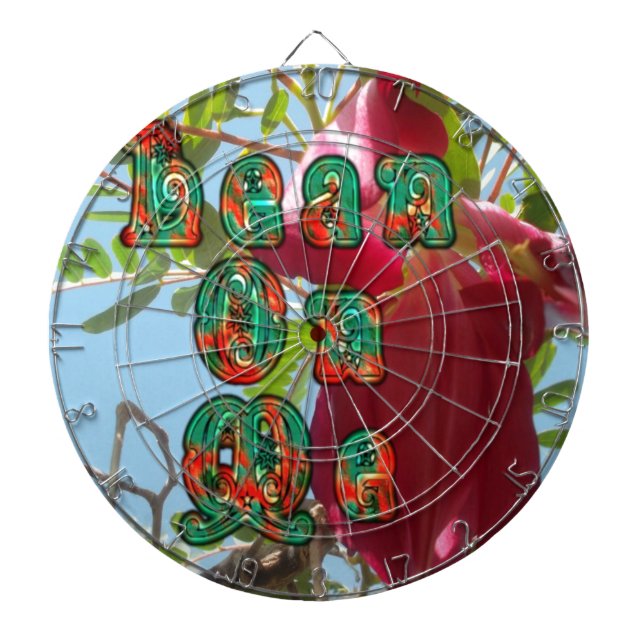 Inspirational Lean On Me Floral Skyward Art Print  Dartboard With Darts (Front)
