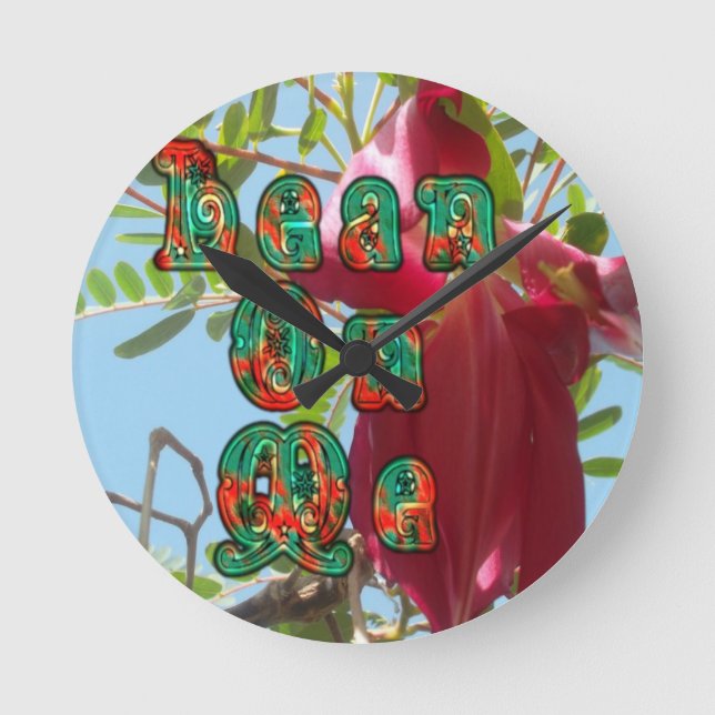 Inspirational Lean On Me Floral Skyward Art Print  Round Clock (Front)