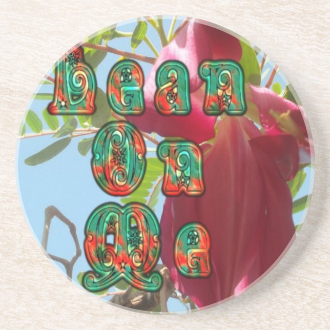 Inspirational Lean On Me Floral Skyward Art Print  Sandstone Coaster (Front)