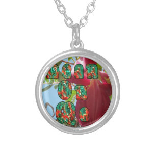Inspirational Lean On Me Floral Skyward Art Print  Silver Plated Necklace