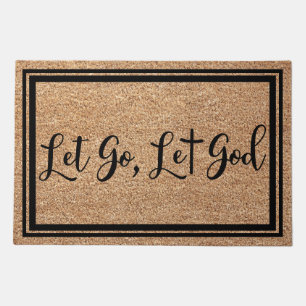 Inspirational Let Go Let God Faux Coir Text Design Doormat