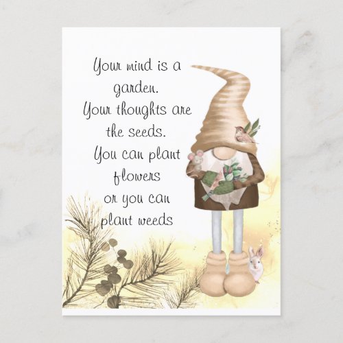 Inspirational Life Quote Cute Garden Gnome Verse H Postcard